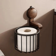 Zuignap per autofix per installazione senza foratura, mobile per parete, finitura a vernice di noce, costruzione duratura in legno e metallo per l'organizzazione della zona bagno