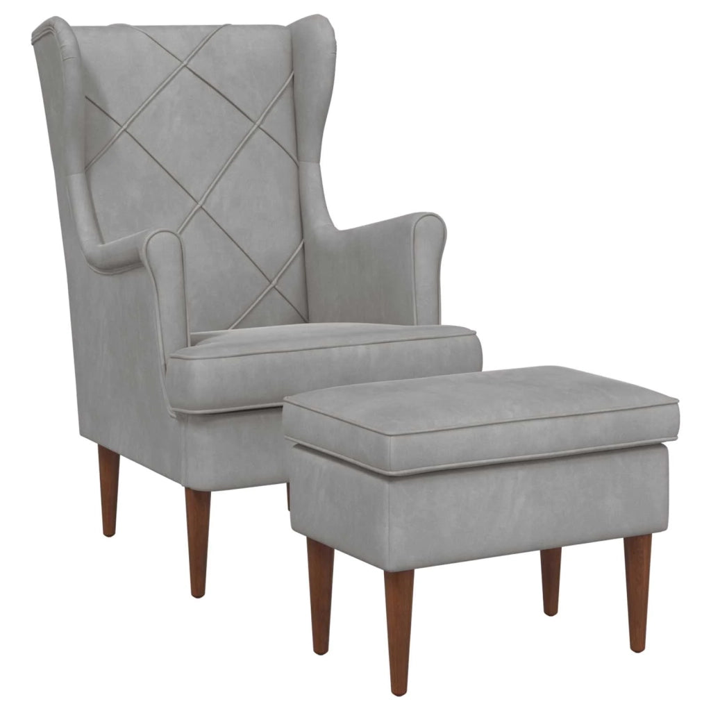 Poltrona con Ottomano 2 pz Grigio Chiaro Velluto 3418842