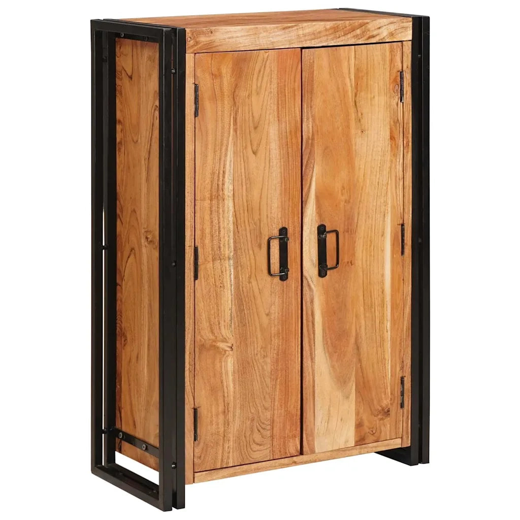 Highboard con Ante Marrone Legno massello di acacia e metallo