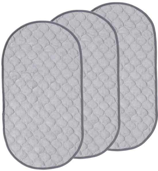 Set di asciugamani per bambino, 3 pezzi, tessuto di bambù, respirante, impermeabile all'acqua, lavabile e riutilizzabile. Asciugamani per bambino per uso domestico e viaggio, tavolo per cambiare con copertura impermeabile, ovale grigio.