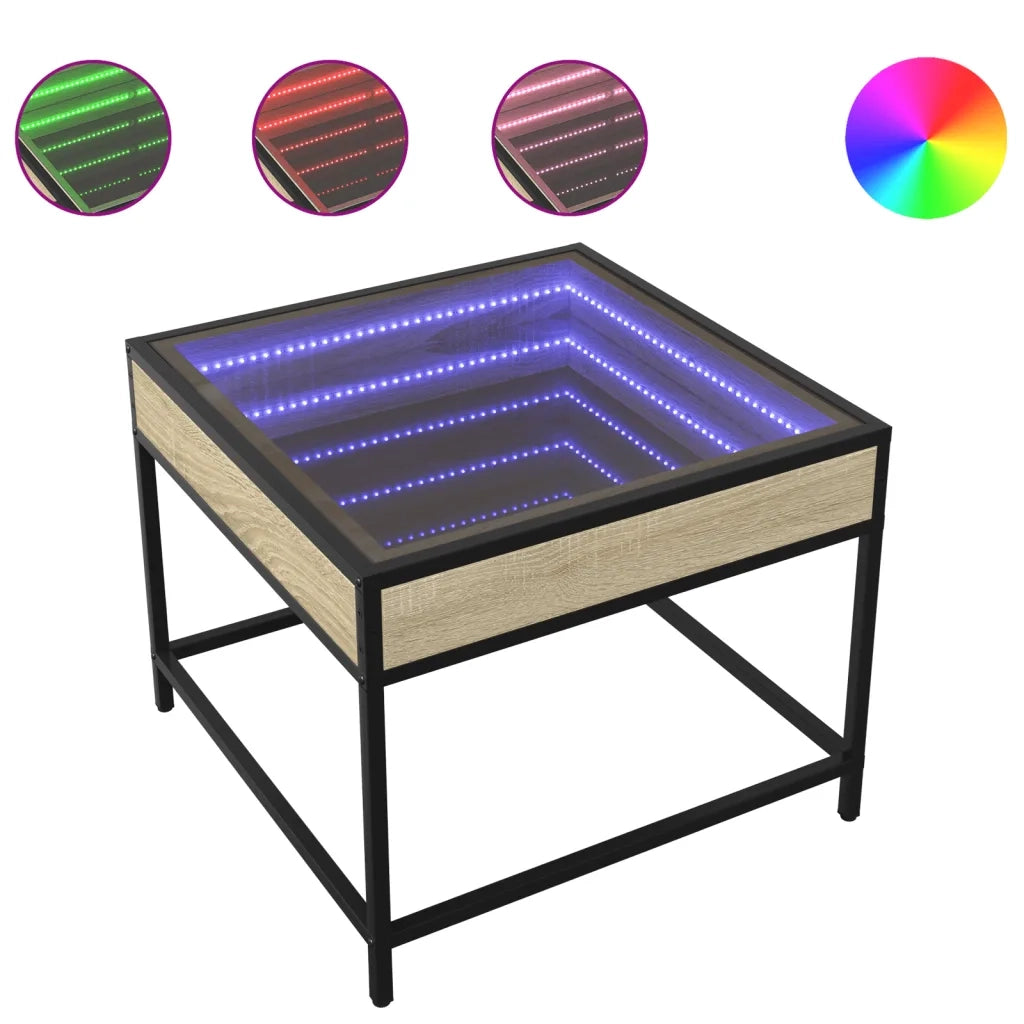 Tavolino da Salotto con LED Infinity Rovere Sonoma 50x50x41 cm 847678