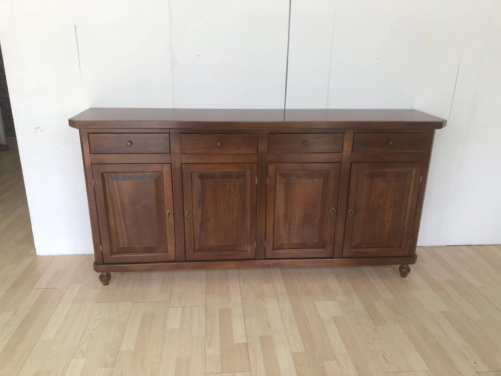 Madia credenza in legno napoletana 4 ante tinta noce 196x43x98 (510) - Mobili 2G