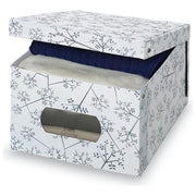 Domopak 916060 Bon Ton Scatola Guardaroba in PVC Rettangolare Impilabile con Oblo' 39x50x24 cm colore Bianco
