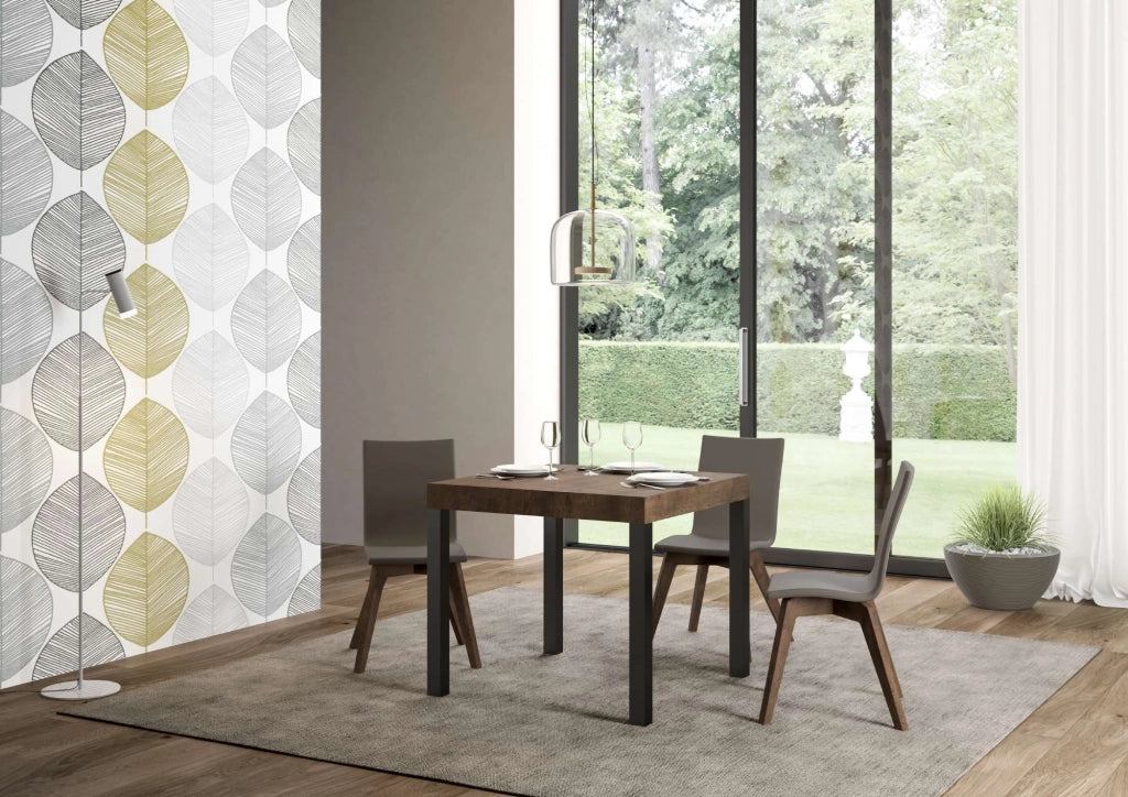 Tavolo allungabile 90x90/246 cm EveryX Premium Noce telaio Antracite