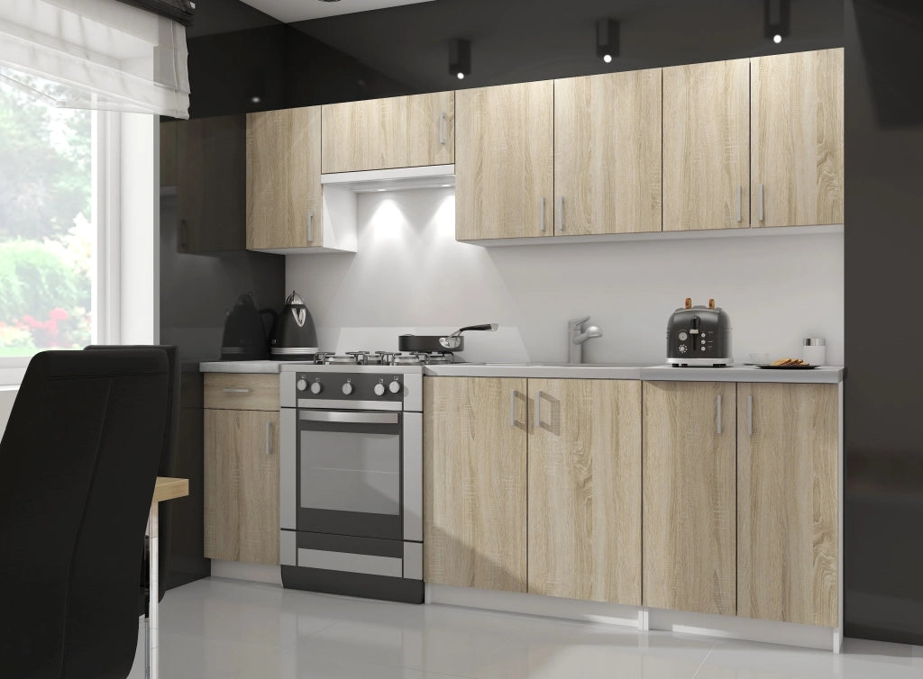 Mobile da cucina pensile sistema AKORD LIMA Bianco 40 cm 1 anta inserto frontale Sonoma Quercia 40x30,5x72 cm