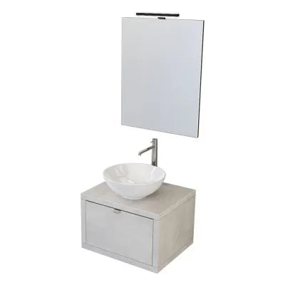 Mobile bagno sospeso 60 cm grigio chiaro con lavabo a bacinella e specchio Master