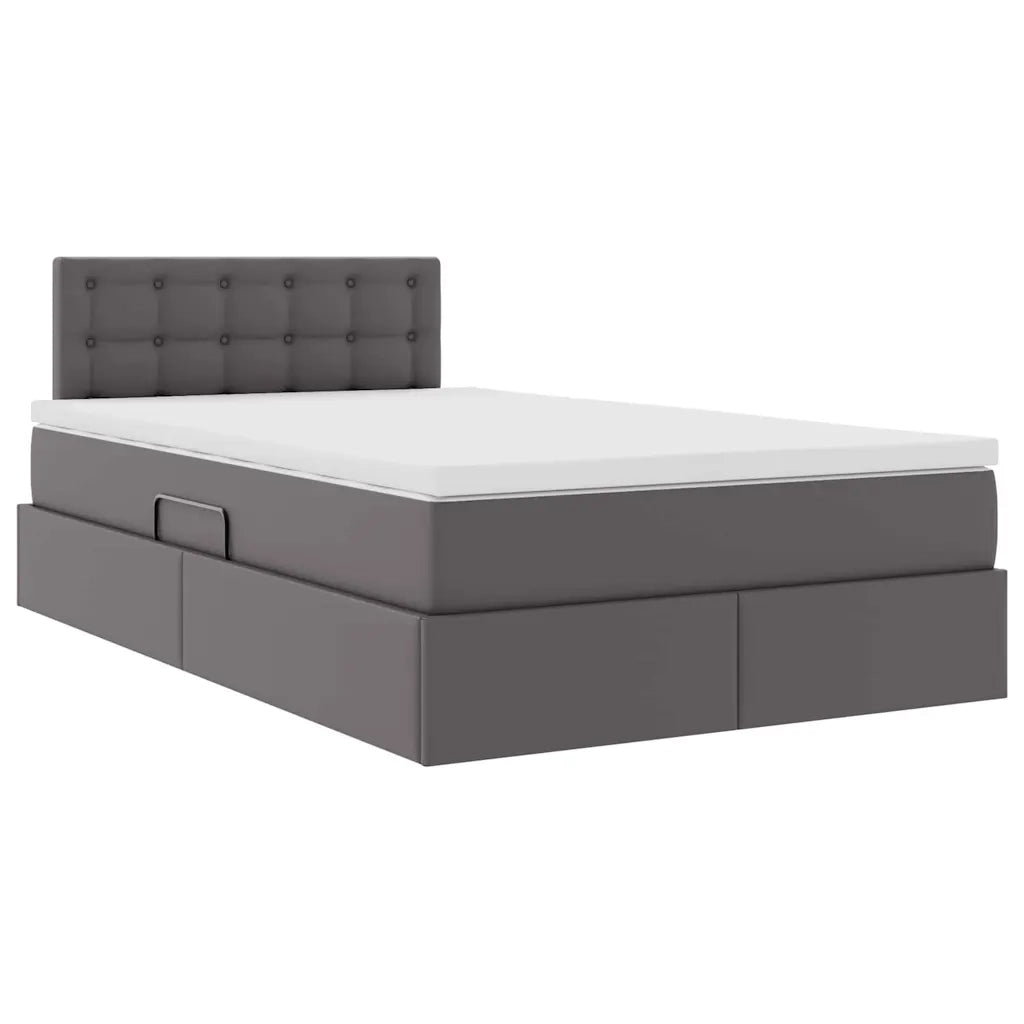 Letto con contenitore e LED Grigio 120 x 190 cm Pelle Sintetica 3371023