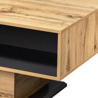 Tavolino in rovere venato con cassetto senza maniglie e contenitore bifacciale, tavolino per divano ufficio e soggiorno, grigio scuro