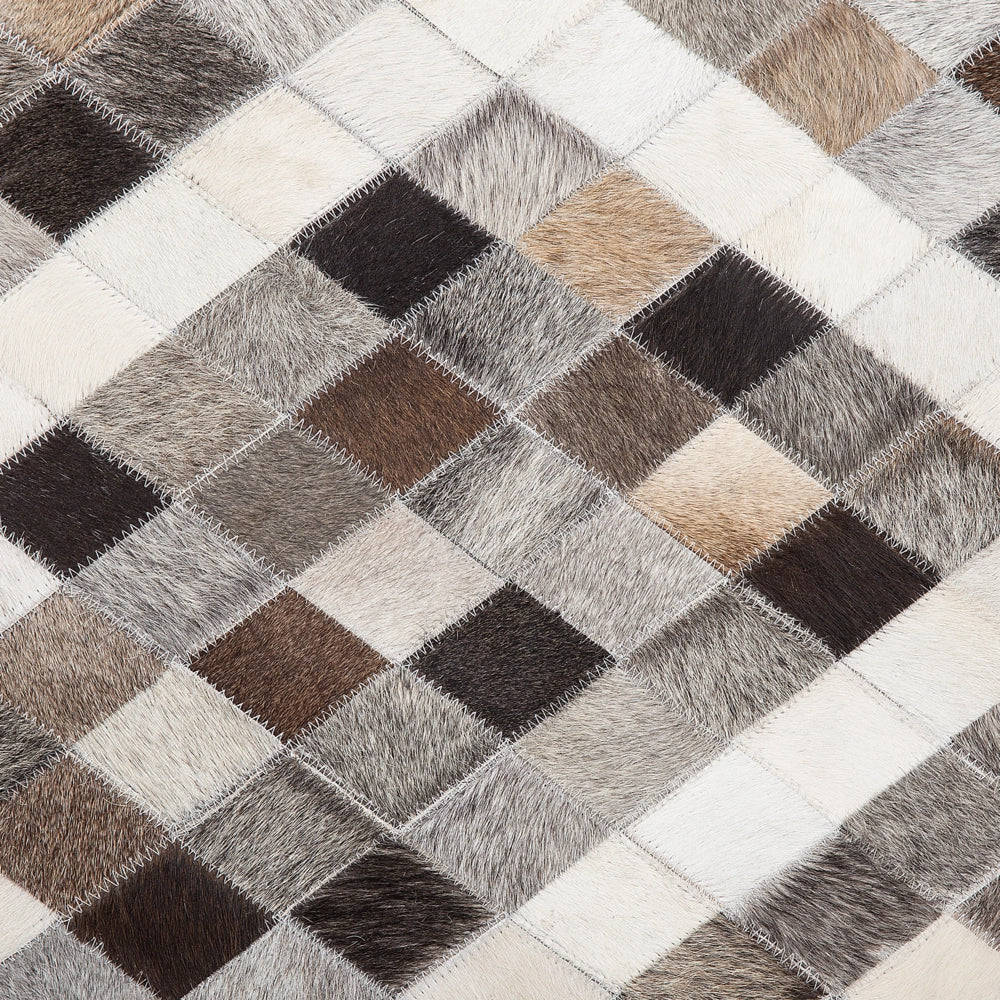 Tappeto tappetino Marrone Beige 140 x 200 cm Pelle Bovina Motivo Geometrico