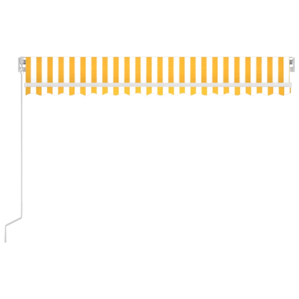 Tenda da Sole Retrattile Manuale LED 450x350 cm Giallo Bianco 3069003