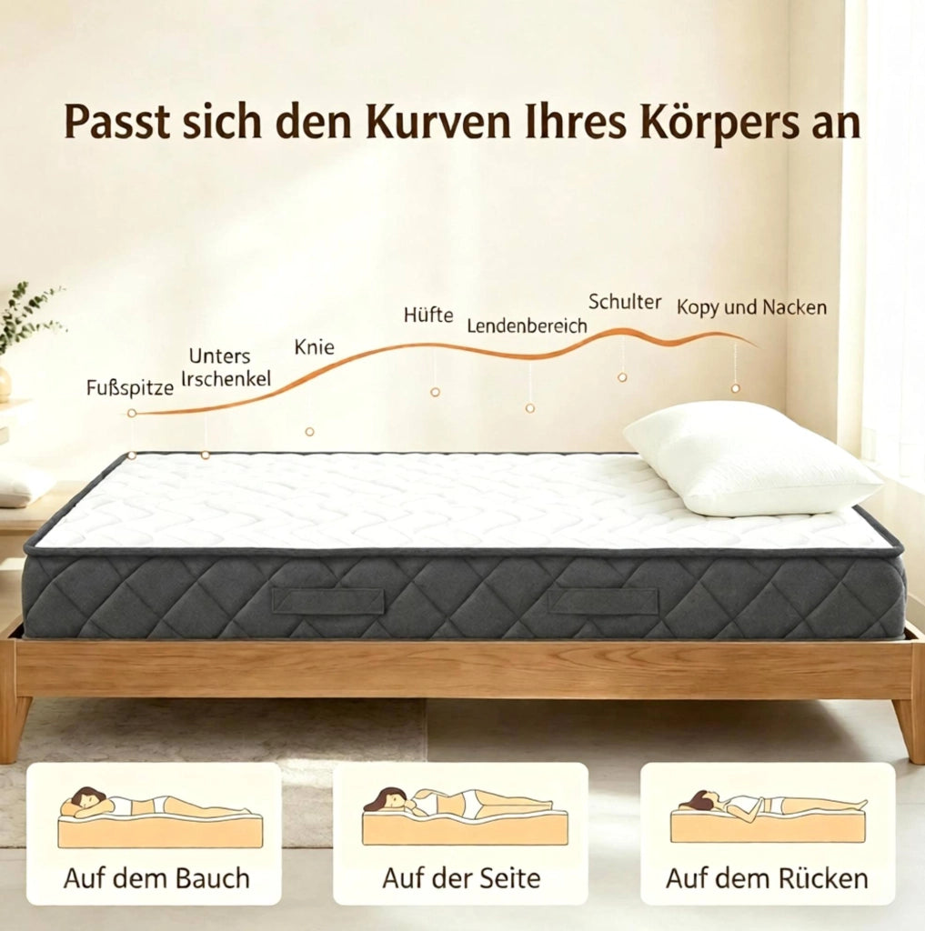 Materasso in memory foam 90x190 cm con rivestimento in maglia