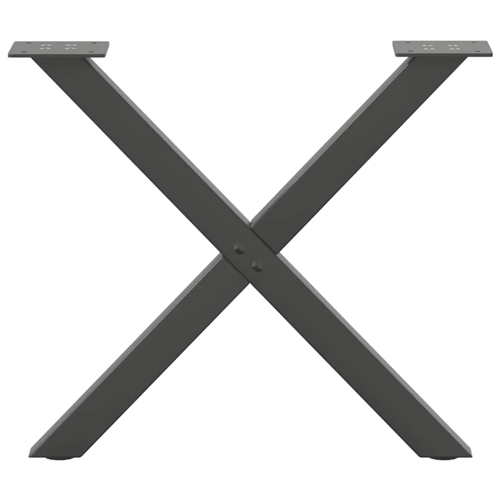 Set di 2 gambe regolabili per tavolino da caffè a forma di X 50 x 42-43 cm acciaio antracite 02_0057171
