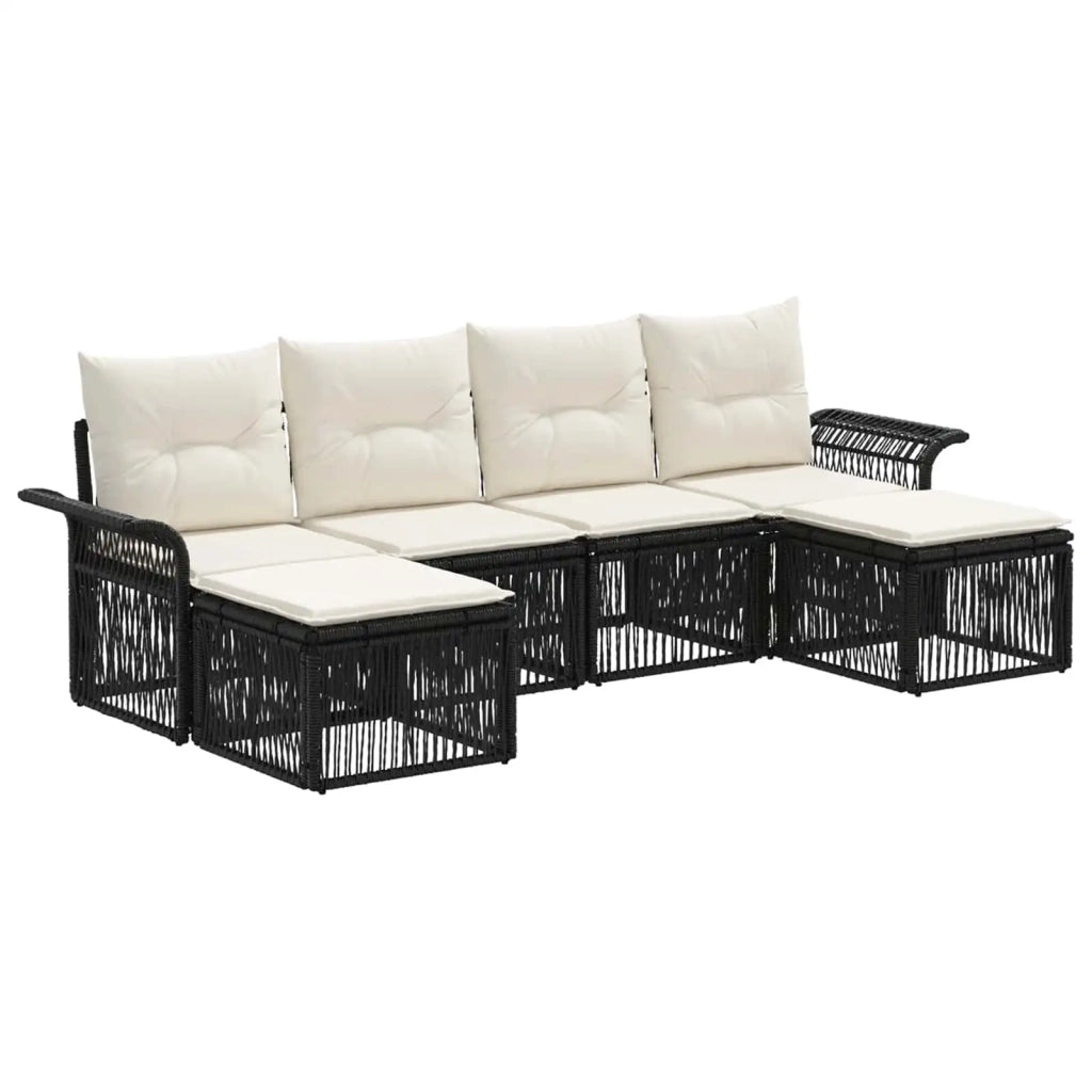Set Divano da Giardino 6 pcs Nero polyrattan 3434908
