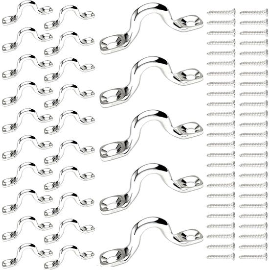 Oggetti di fissaggio per parete o soffitto - 25 pezzi - Acciaio inossidabile 304 - Montaggio a parete o soffitto - H a forma di U con viti - Costruzione robusta - Elevato carico di sollevamento - Becco di fissaggio