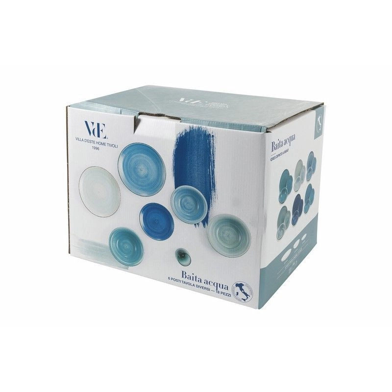 Villa d'Este Home Tivoli Baita Acqua Servizio Piatti 18 Pezzi Hard Dolomite colore Multicolor