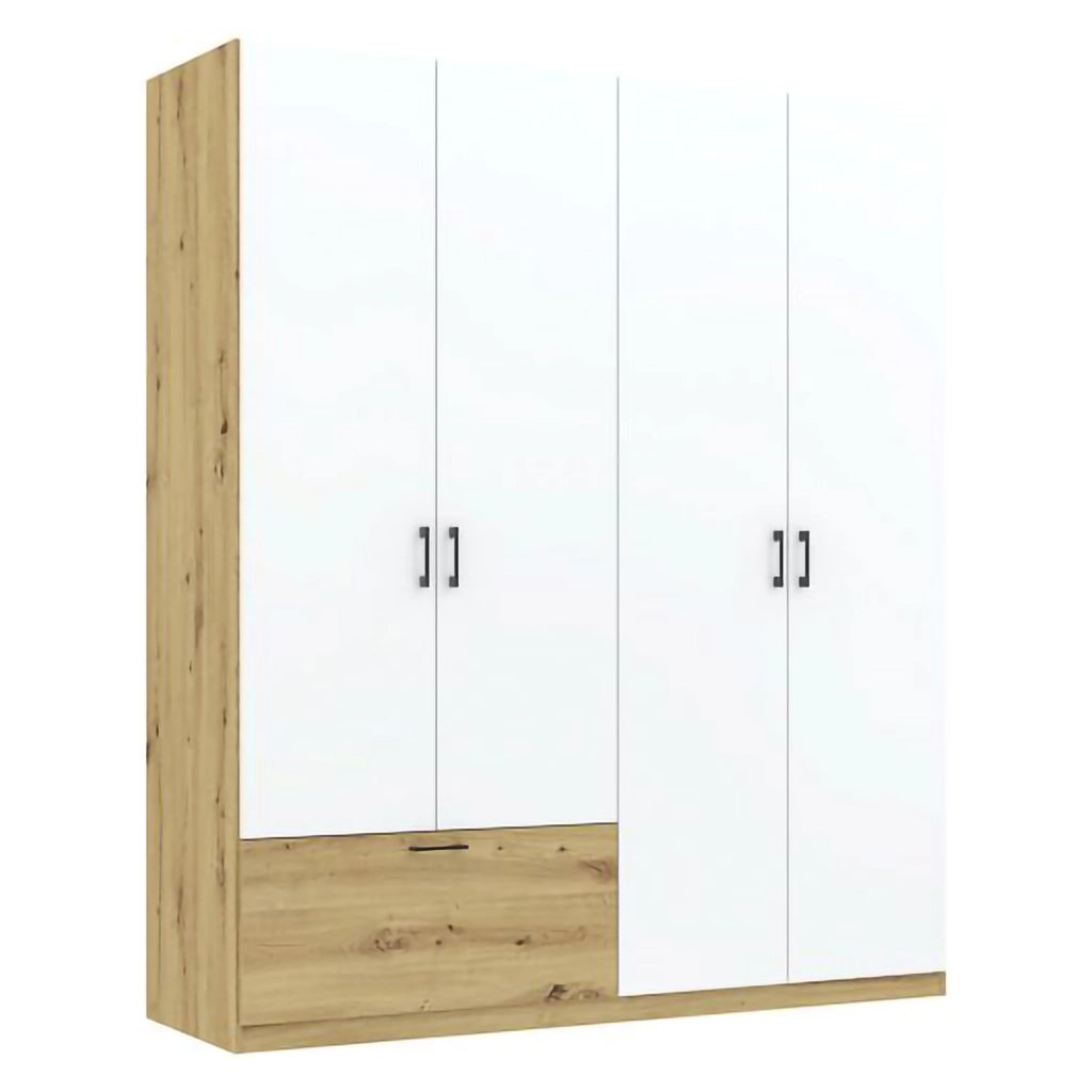 Armadio Camera da Letto Libanori, Guardaroba Grande 2 Ripiani, 180x210h cm Bianco