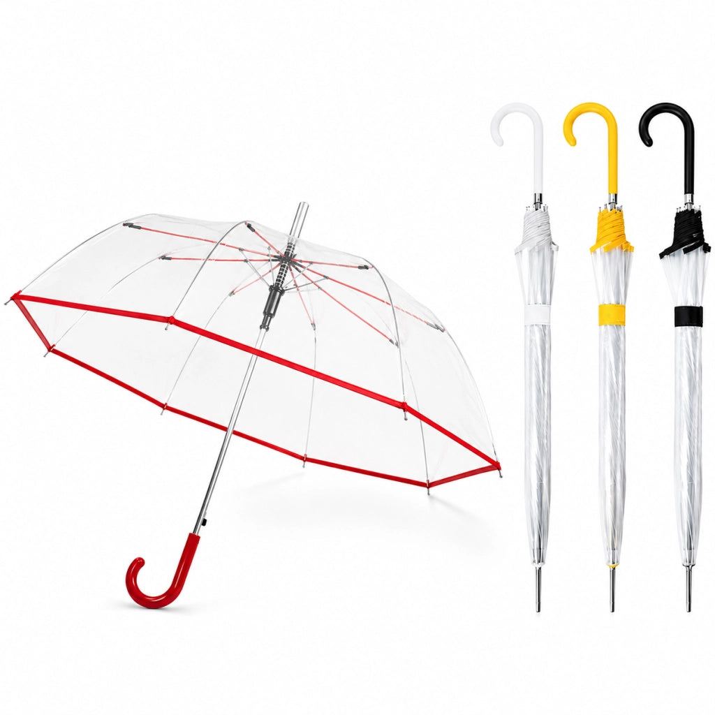 Kit 4 Ombrelli Automatici Trasparenti Colorati 8 Stecche Fibra Antivento Uomo Donna