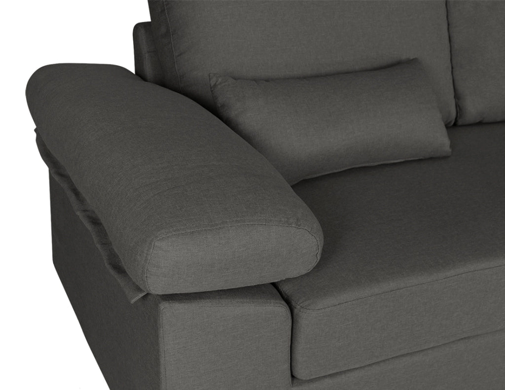 Divano angolare 3 posti con chaise longue destra tessuto grigio scuro - Washington - DI-WA05FBC-CLDX