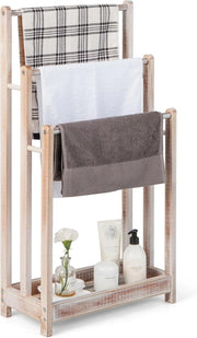 Portasciugamani in piedi con aste, porta asciugamani senza fori, 45 x 22 x 86 cm, salvaspazio per asciugamani, vestiti e coperte (bianco)