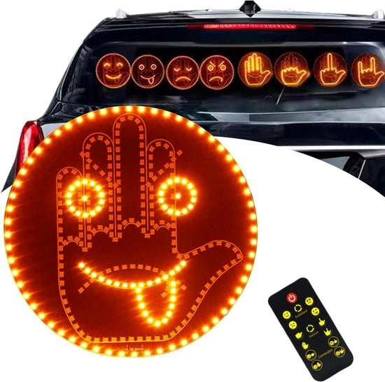 Lampada di autoausilio e segnalamento con telecomando - autoilluminazione con gesti - 2-in-1 espressione di autoausilio - illuminazione di auto con gesti divertenti - lampada a LED per mano - pannello LED per auto - accessorio di auto per uomini e donne