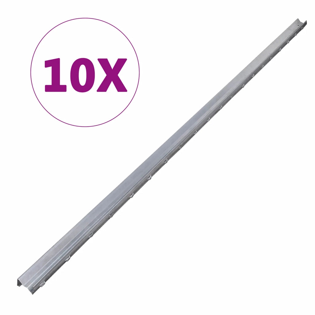 Palo della recinzione 10 pcs Argento 200 cm Acciaio 141510