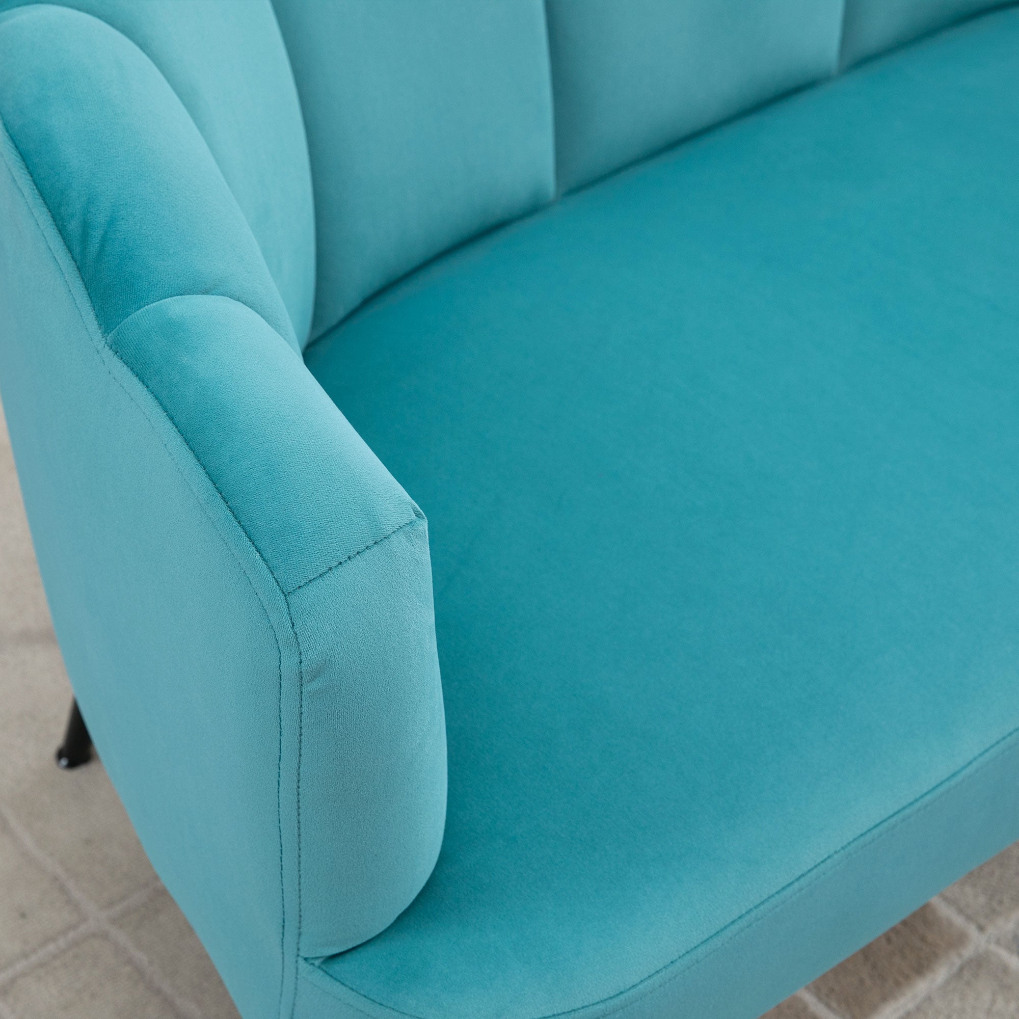 Divano 2 Posti Gambe in Metallo 132x66x80 cm in Tessuto Vellutato Verde