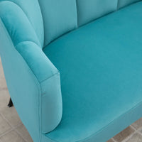 Divano 2 Posti Gambe in Metallo 132x66x80 cm in Tessuto Vellutato Verde