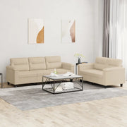 Set Divani 2 pz con Cuscini Crema in Tessuto Microfibracod mxl 130759