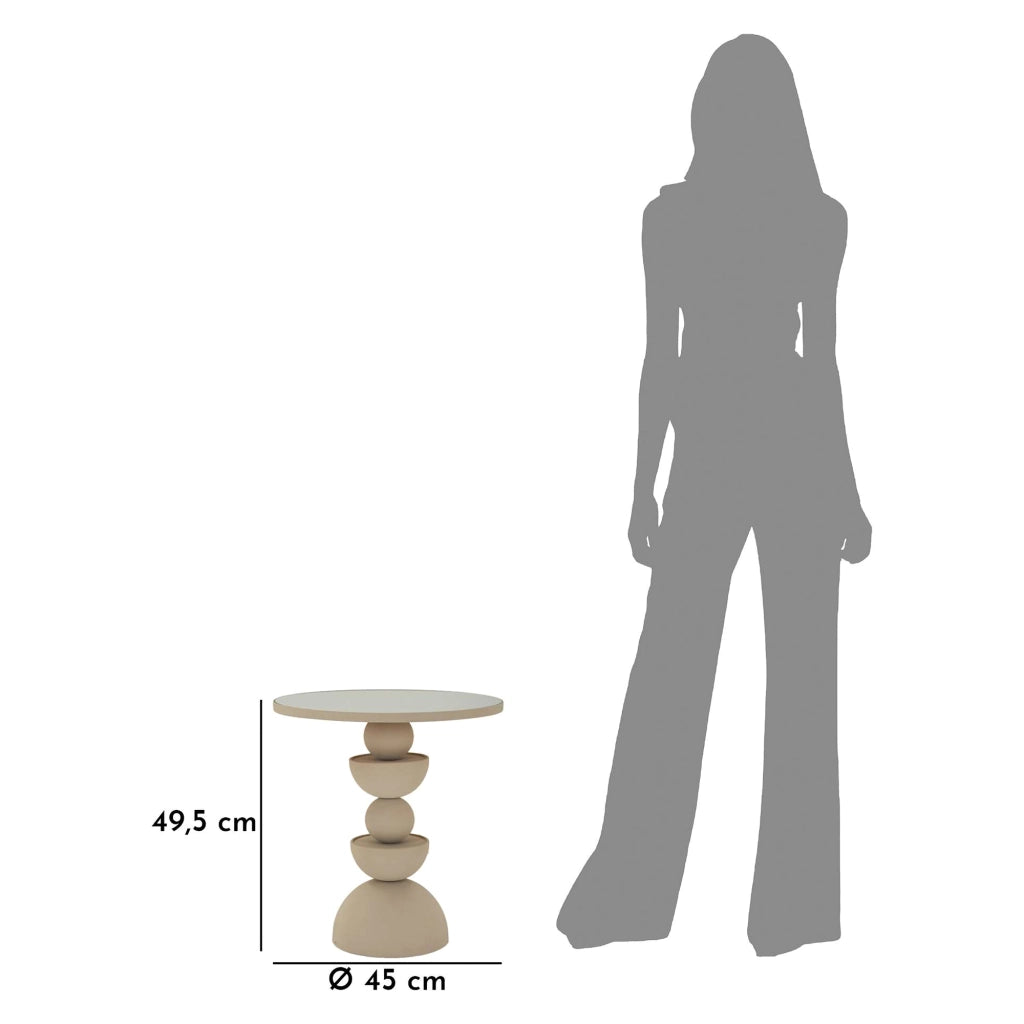 Famefali, Tavolino da Salotto Forma Rotondo, 45x45x50h cm Bianco Crema