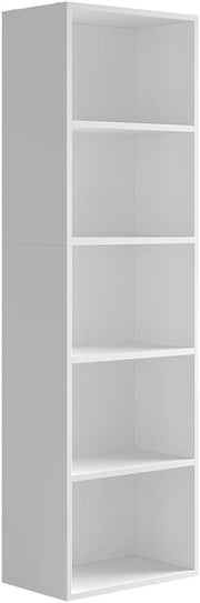 Scaffale Bob, Bianco, 40 x 132 cm con 5 scomparti, per la conservazione e la presentazione di libri e raccoglitori