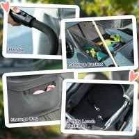 Passeggino per Cani 3 in 1 Pieghevole con Borsa Trasportino e Cestino Inferiore, Grigio