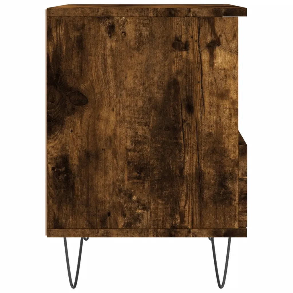Set di 2 Comodini | Armadio da Notte | Mobiletto da notte Rovere Fumo 40x35x50 cm in Legno Multistrato