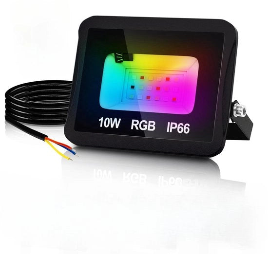 Faro LED a distanza con telecomando - 10 Watt - Lampada da giardino LED - Illuminazione RGB colorata