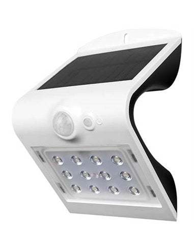 APPLIQUE A LED CON PANNELLO SOLARE E SENSORE 'ARCADIA' 3W - 200Lm - 6000K - Colore Bianco