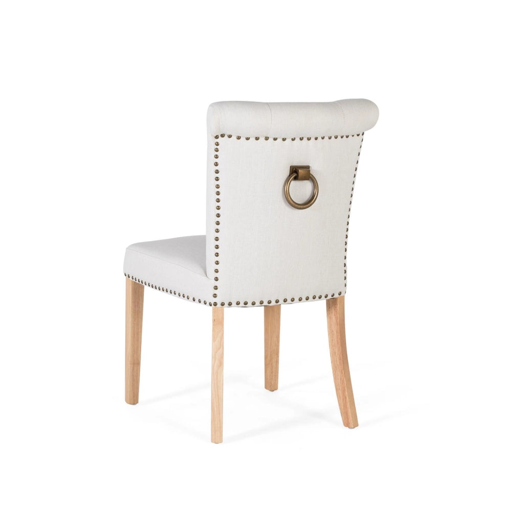 Set di 4 sedie in tessuto beige e legno