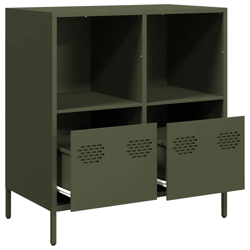Credenza Verde Oliva 68x39x73,5 cm in Acciaio Laminato a Freddo 851362