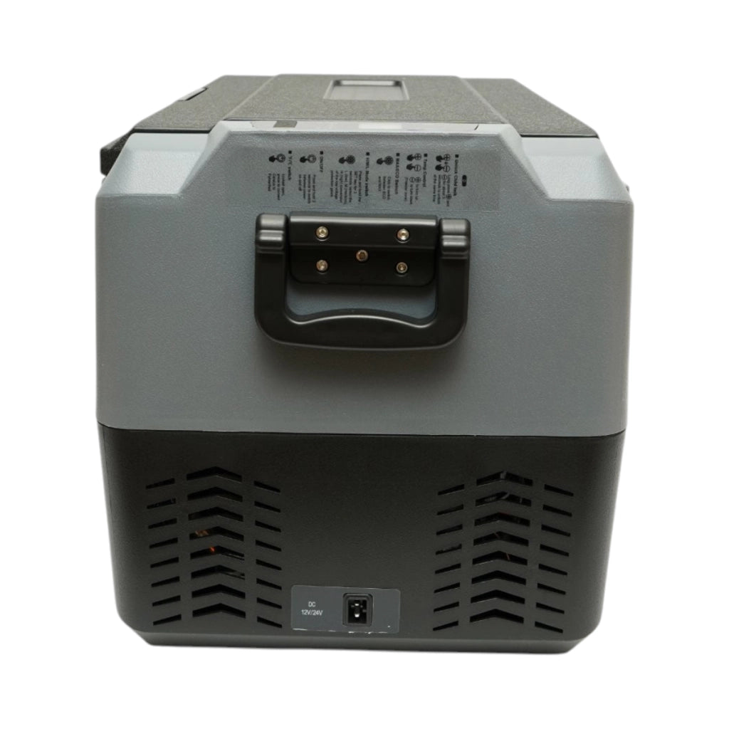 Frigorifero per auto 35L con compressore 12V-24V-220V, 60W, display LCD, doppia zona di raffreddamento, USB 630x390x390mm
