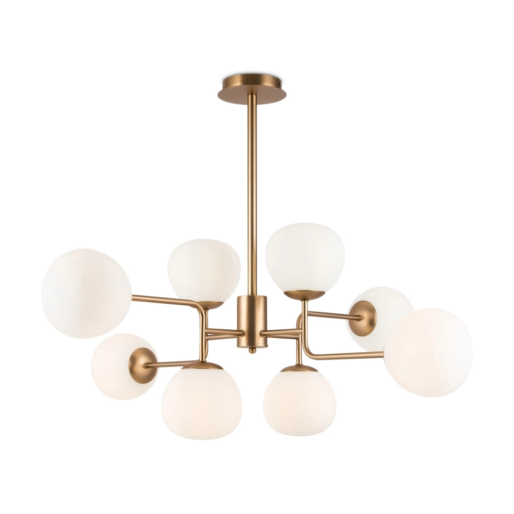 Maytoni Lampadario Sospensione Erich 8 luci E14 oro rosa metallo diffusore vetro