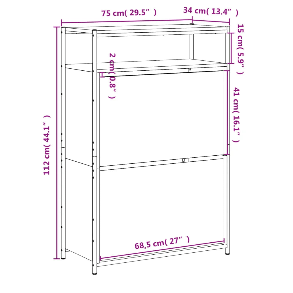 Scarpiera 75 x 34 x 112 cm in legno ingegnerizzato marrone 02_0043415