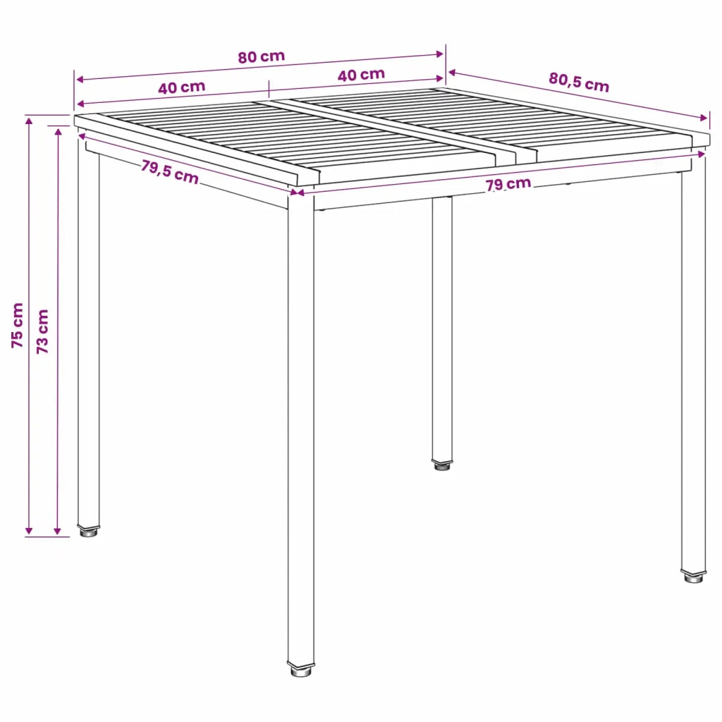 Tavolo da cena da giardino Naturale e Bianco 80 x 80,5 x 75 cm 901311