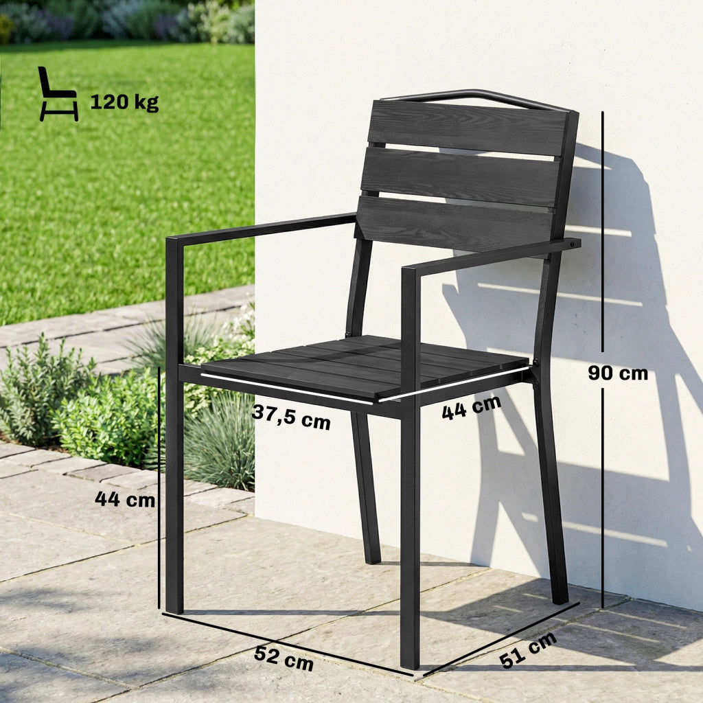 Sedia da giardino ¨C zephmum ¨C nera, metallo, 52x51x90 cm