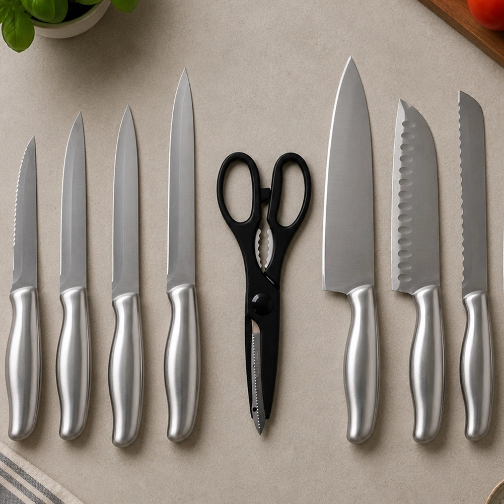 Ceppo Coltelli con 15 Pz in Acciaio Impugnatura Ergonomica Ideale per Cucinare
