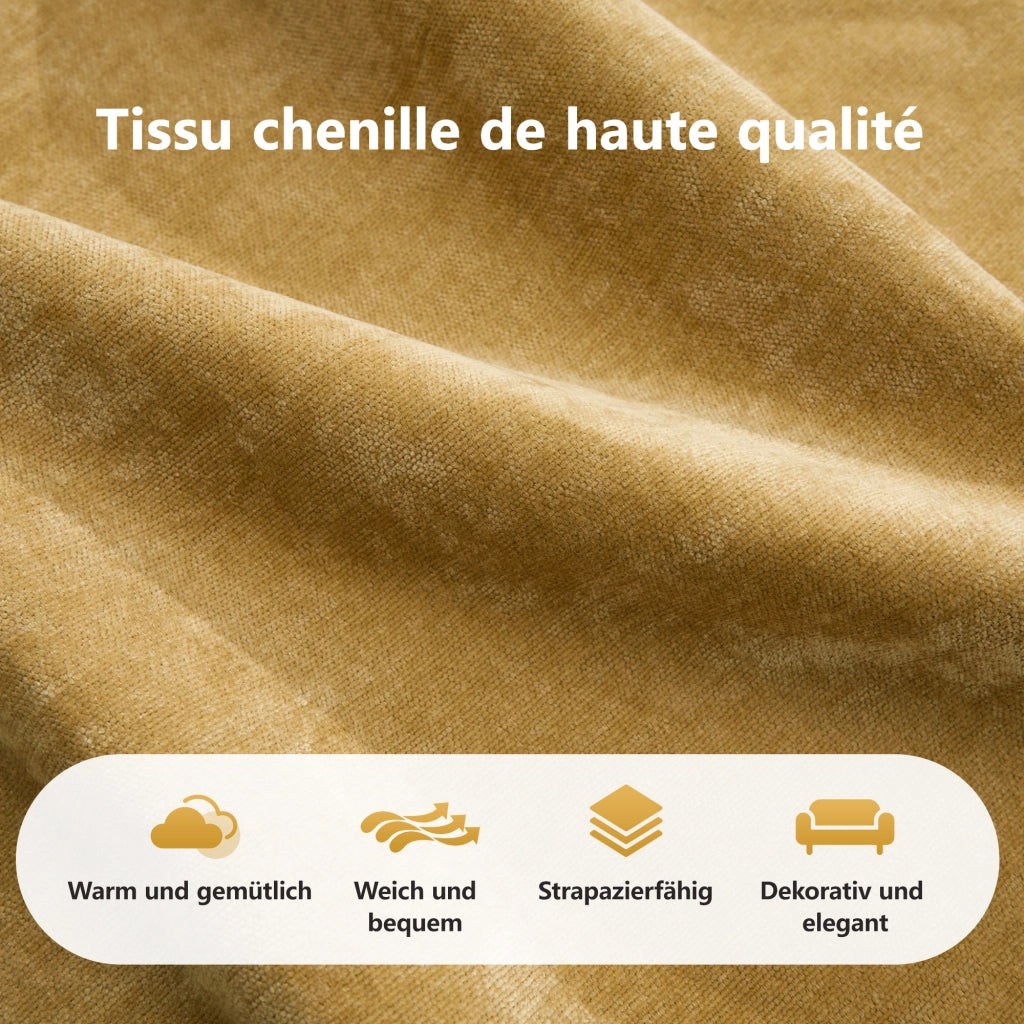 Divano 3 Posti Modulare ¨C Xylo ¨C Tessuto Chenille Giallo, Senza Montaggio
