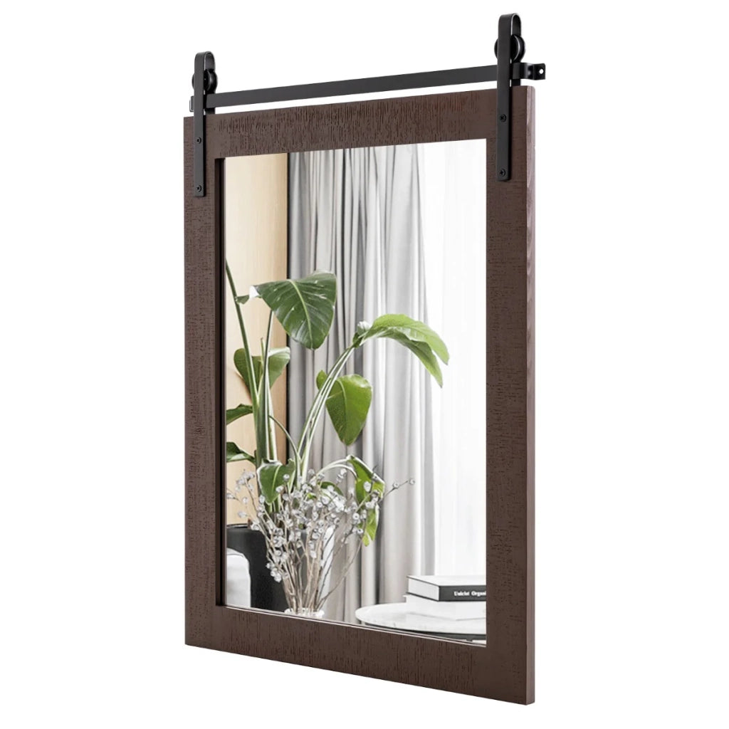 Specchio da parete rettangolare 76 x 56 cm specchio da toeletta in stile rustico con cornice in legno massello di noce nero 20_0012869