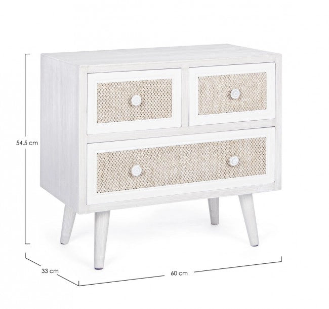Cassettiera MDF Impiallacciato Bianco Rustico da Interno - EVERETT