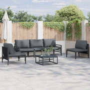 Set Divano da Giardino con cuscino 5 pcs Nero Acciaio 3378974