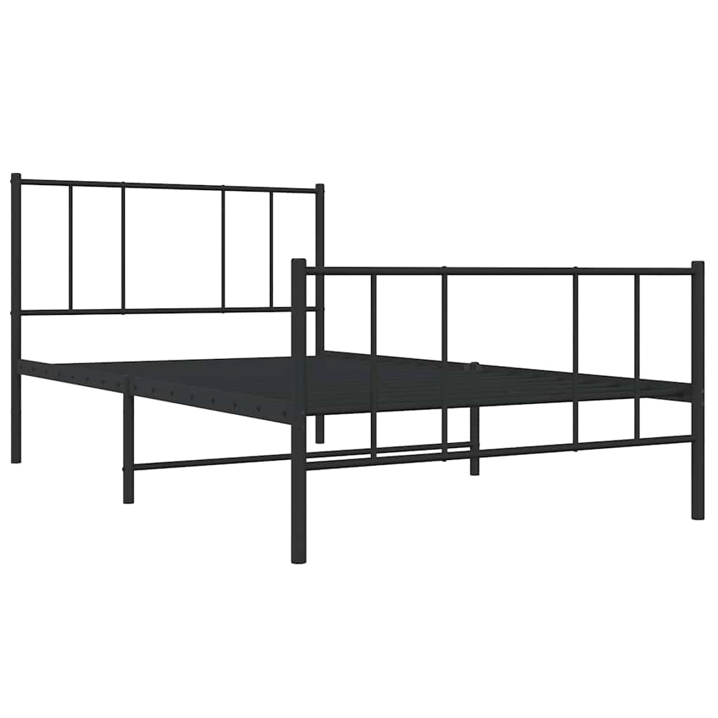 Giroletto con Testiera e Pediera Metallo Nero 75x190 cmcod mxl 129698