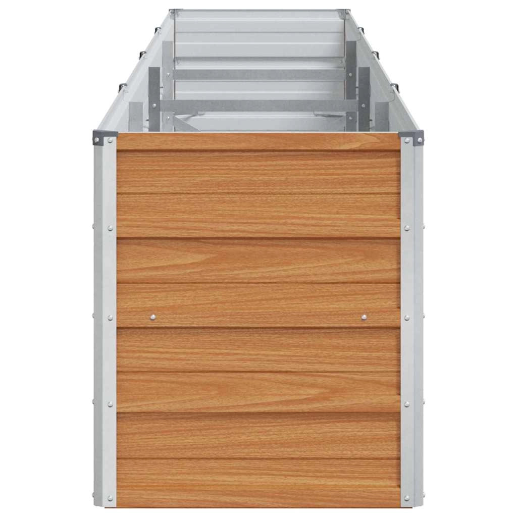 Fioriera rialzata con struttura in acciaio zincato 320 x 40 x 45 cm robusta e resistente alle intemperie stile industriale in acciaio marrone chiaro 02_0059018