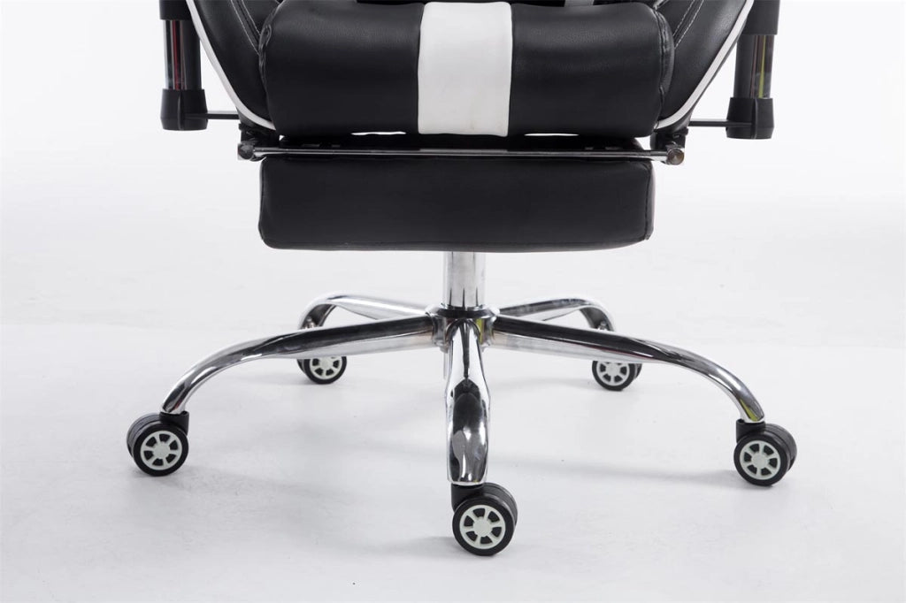 Sedia ufficio Racing Limit in similpelle bianco/nero,Con poggiapiedi