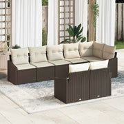 Set Divano da Giardino 8 pcs Marrone e bianco polyrattan 3355437